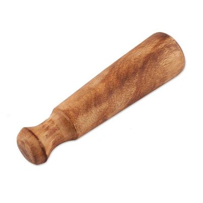 Alternate image for Hand-Carved Wood Mortar and Pestle with Floral Leaf Theme Rustic Beauty