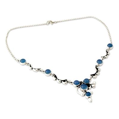 Alternate image for Sterling Silver Chalcedony Necklace Hand Crafted Jewelry Sky Garland