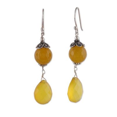 Alternate image for Polished and Oxidized Yellow Chalcedony Dangle Earrings Yellow Legacy