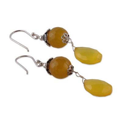 Alternate image for Polished and Oxidized Yellow Chalcedony Dangle Earrings Yellow Legacy