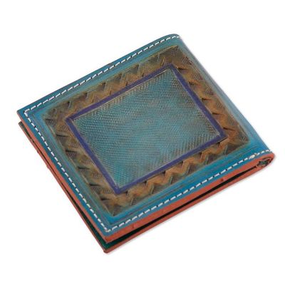 Alternate image for Mens Horse-Themed Teal Turquoise Leather Wallet from India Horse Nobility