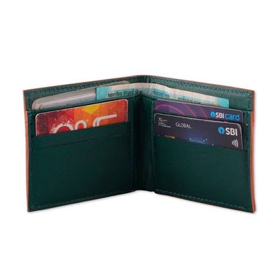 Alternate image for Mens Horse-Themed Teal Turquoise Leather Wallet from India Horse Nobility