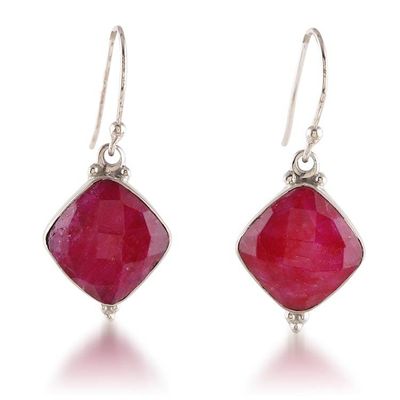 Alternate image for Diamond-Shaped 33-Carat Faceted Pink Agate Dangle Earrings Dulcet Kiss
