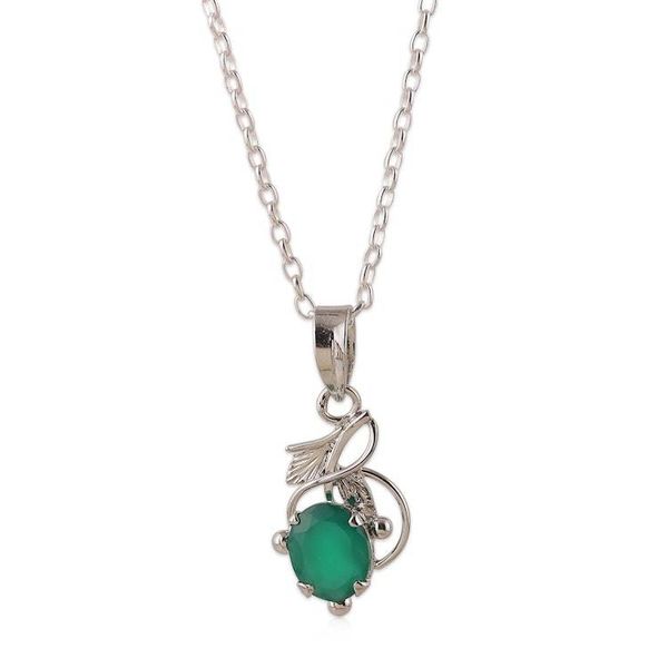 Alternate image for Rhodium-Plated Onyx Necklace and Earrings Leafy Jewelry Set Serene Greenery