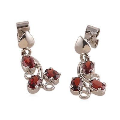 Alternate image for Sylvan 4-Carat Oval Garnet Necklace and Earrings Jewelry Set Passionate Blooms