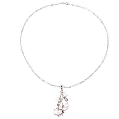Alternate image for Rhodium Plated Moonstone and Ruby Pendant Necklace Elegant Radiance