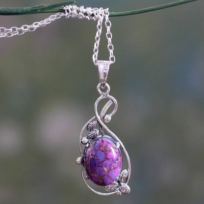 Alternate image for Purple Composite Turquoise Silver Necklace from India Splendor