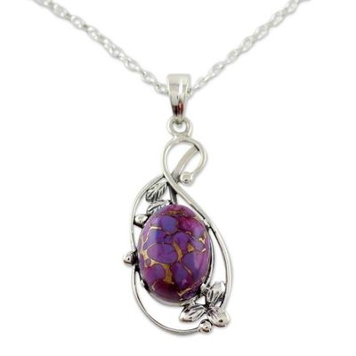 Alternate image for Purple Composite Turquoise Silver Necklace from India Splendor