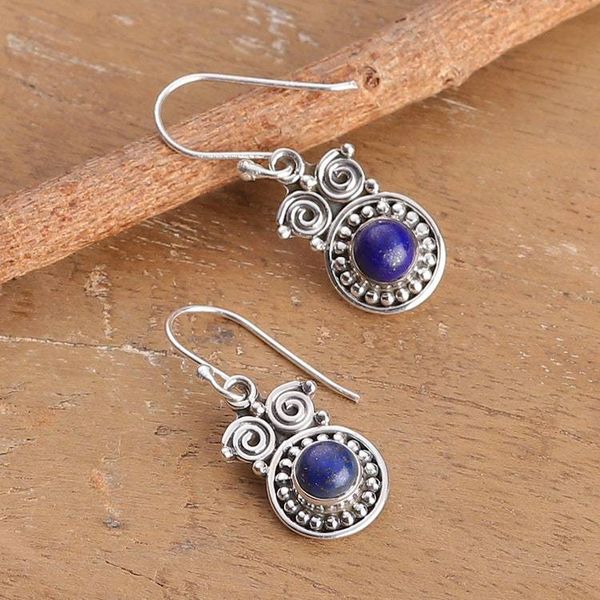 Alternate image for Owl-Shaped Sterling Silver and Lapis Lazuli Dangle Earrings Royal Owl