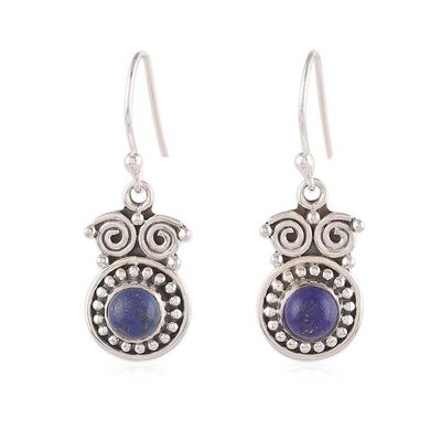 Alternate image for Owl-Shaped Sterling Silver and Lapis Lazuli Dangle Earrings Royal Owl