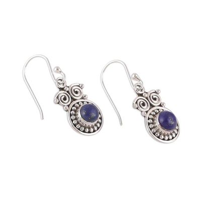 Alternate image for Owl-Shaped Sterling Silver and Lapis Lazuli Dangle Earrings Royal Owl