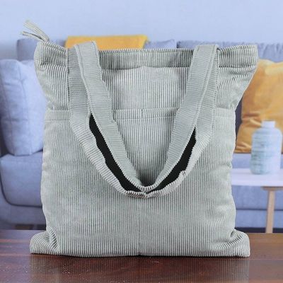 Primary image for Travel-Friendly Jade Green 100 Cotton Corduroy Tote Bag Casual Style in Jade