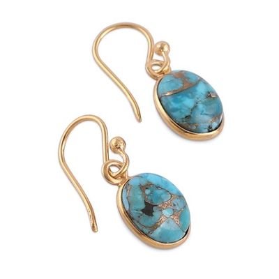 Alternate image for Polished 22k Gold-Plated Composite Turquoise Dangle Earrings Golden Peace