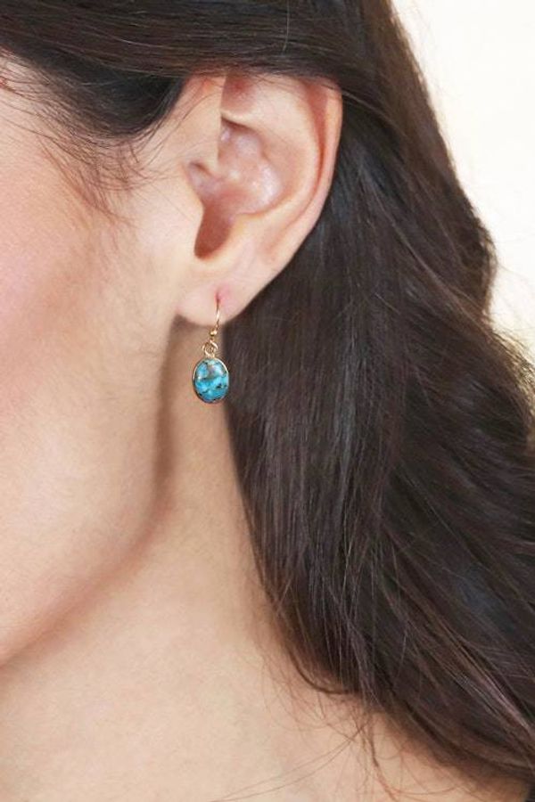 Alternate image for Polished 22k Gold-Plated Composite Turquoise Dangle Earrings Golden Peace