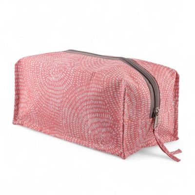 Alternate image for Block-Printed Pink Cotton Toiletry Case and Travel Pouch Spiral Sweet