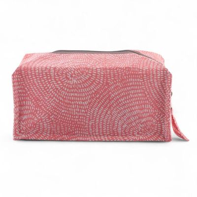 Alternate image for Block-Printed Pink Cotton Toiletry Case and Travel Pouch Spiral Sweet