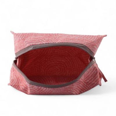 Alternate image for Block-Printed Pink Cotton Toiletry Case and Travel Pouch Spiral Sweet