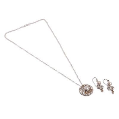 Alternate image for Spring-Themed Cream Pearl and Faceted Citrine Jewelry Set Prosperous Sparkle