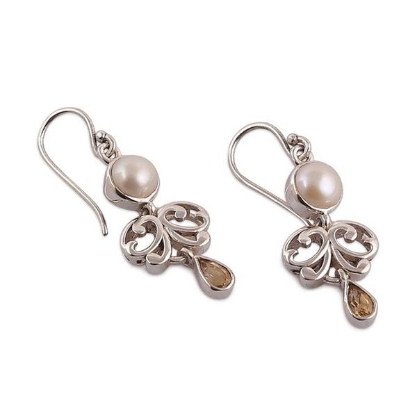 Alternate image for Spring-Themed Cream Pearl and Faceted Citrine Jewelry Set Prosperous Sparkle