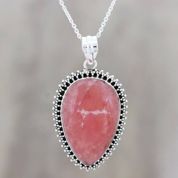 Alternate image for Artisan Crafted Rhodochrosite Pendant Necklace Enthralling