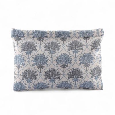 Alternate image for Trellis-Patterned Blue and White Lotus Cotton Comestic Bag Dream of Lotus