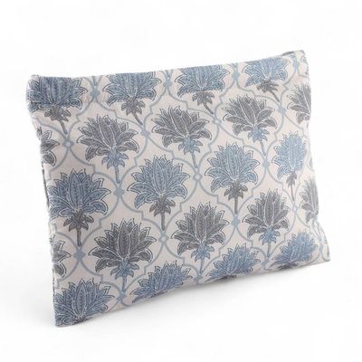 Alternate image for Trellis-Patterned Blue and White Lotus Cotton Comestic Bag Dream of Lotus