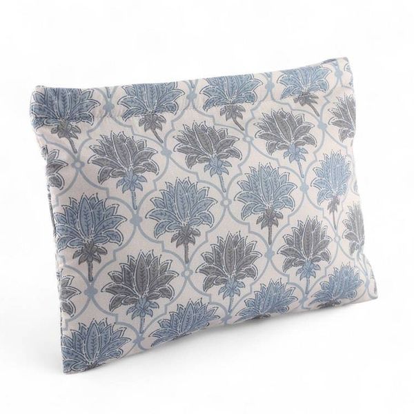 Alternate image for Trellis-Patterned Blue and White Lotus Cotton Comestic Bag Dream of Lotus