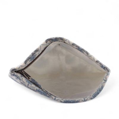 Alternate image for Trellis-Patterned Blue and White Lotus Cotton Comestic Bag Dream of Lotus