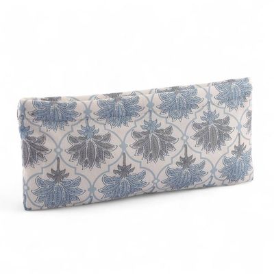 Alternate image for Lotus-Themed Trellis-Patterned Blue Mini Cotton Cosmetic Bag Dream of Lotus