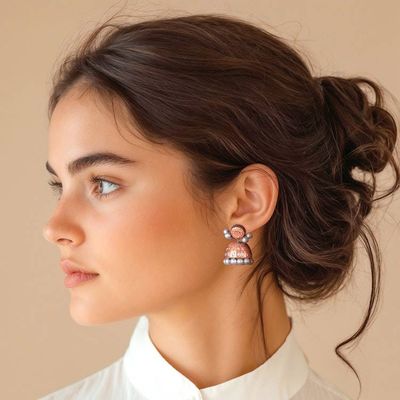 Alternate image for Bollywood-Inspired Copper and Silver Ceramic Dangle Earrings Royal Ambience