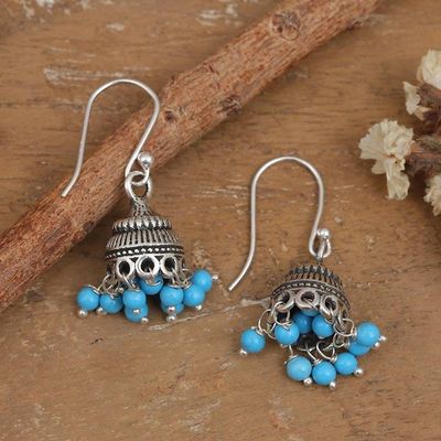 Alternate image for Folk Art-Themed Reconstituted Turquoise Chandelier Earrings Gems of Heritage
