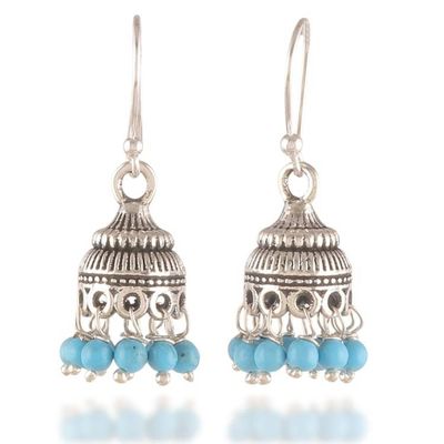 Alternate image for Folk Art-Themed Reconstituted Turquoise Chandelier Earrings Gems of Heritage