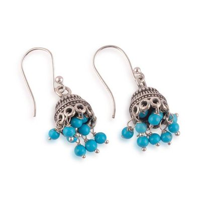 Alternate image for Folk Art-Themed Reconstituted Turquoise Chandelier Earrings Gems of Heritage