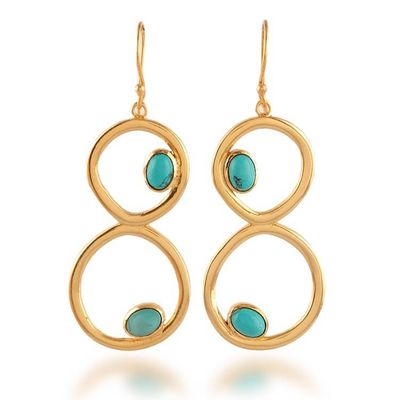 Alternate image for Infinity-Shaped Brass and Recon Turquoise Dangle Earrings Infinity Loop