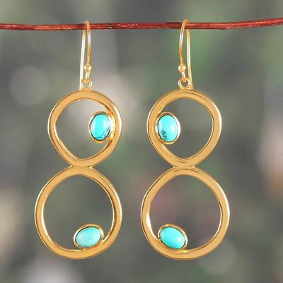 Alternate image for Infinity-Shaped Brass and Recon Turquoise Dangle Earrings Infinity Loop