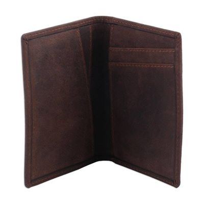 Alternate image for Classic Solid Brown 100 Leather Bi-Fold Wallet for Men Espresso Life