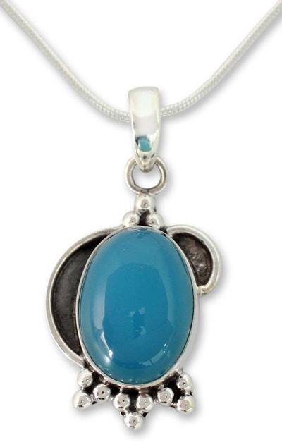 Alternate image for Sterling Silver and Chalcedony Pendant Necklace Sky Charm