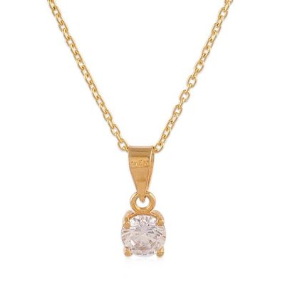 Alternate image for Gold-Plated Cubic Zirconia Pendant Necklace and Earrings Set Timeless Luster