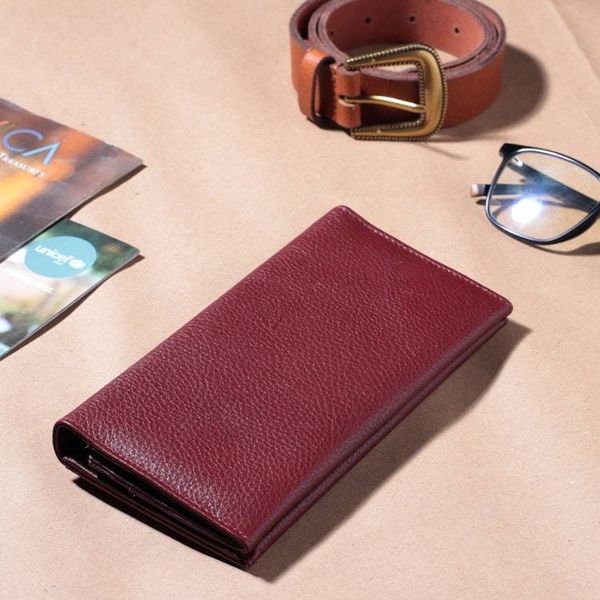 Alternate image for Redwood Brown 100 Leather Clutch with Multiple Compartments Redwood Allure