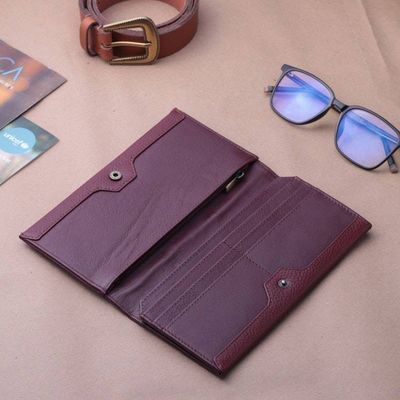 Alternate image for Redwood Brown 100 Leather Clutch with Multiple Compartments Redwood Allure