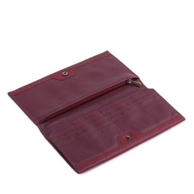 Alternate image for Redwood Brown 100 Leather Clutch with Multiple Compartments Redwood Allure