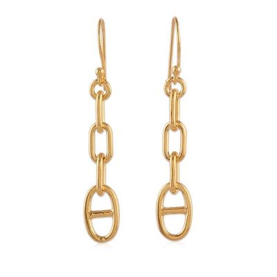 Alternate image for Gold-Plated Modern Link-Shaped Dangle Earrings from India Minimalist Links