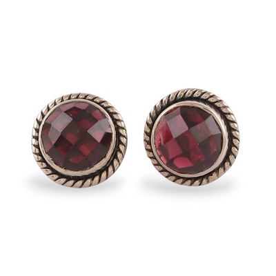 Alternate image for Birthstone Faceted Garnet Stud Earrings with 4-Carat Stones Gracious Red