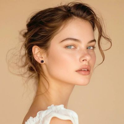 Alternate image for Birthstone Faceted Garnet Stud Earrings with 4-Carat Stones Gracious Red