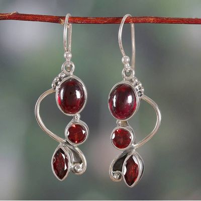 Alternate image for 3-Carat Natural Garnet and Sterling Silver Dangle Earrings Passionate Alliance