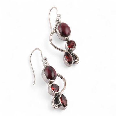 Alternate image for 3-Carat Natural Garnet and Sterling Silver Dangle Earrings Passionate Alliance