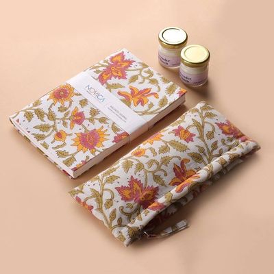 Primary image for Spring-Themed Cotton Journal and Handmade Soy Wax Candle Set Primaveral Splendor