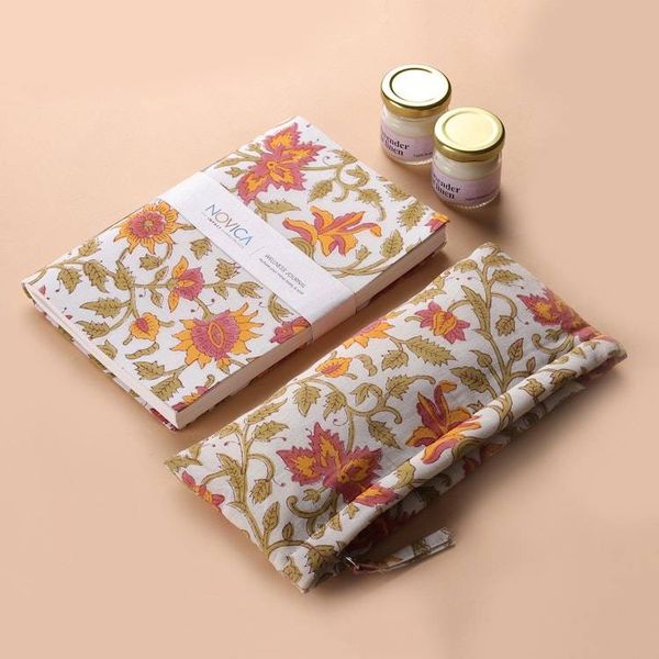 Alternate image for Spring-Themed Cotton Journal and Handmade Soy Wax Candle Set Primaveral Splendor