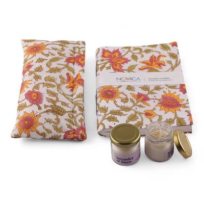 Alternate image for Spring-Themed Cotton Journal and Handmade Soy Wax Candle Set Primaveral Splendor