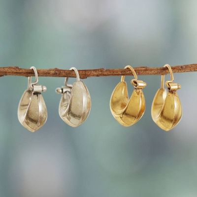 Alternate image for Set of 2 Gold-Plated and Sterling Silver Hoop Earrings Luxurious Hoops